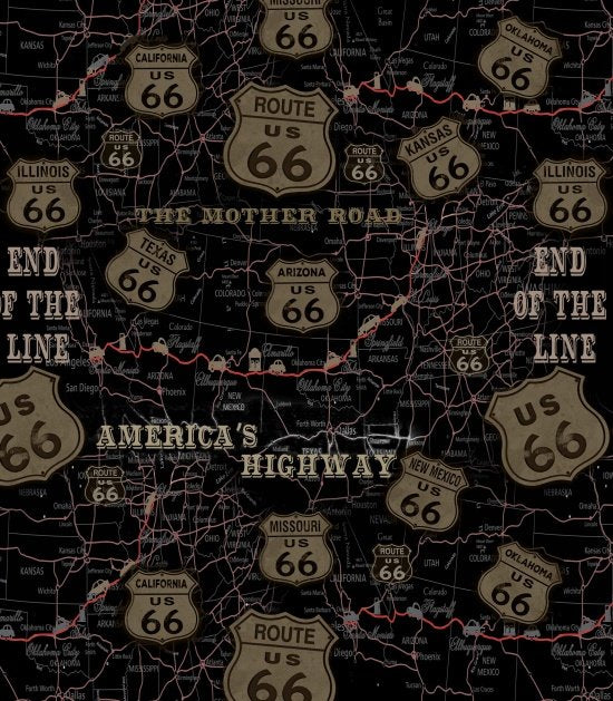 8739-99 - Route 66 Map, Black
